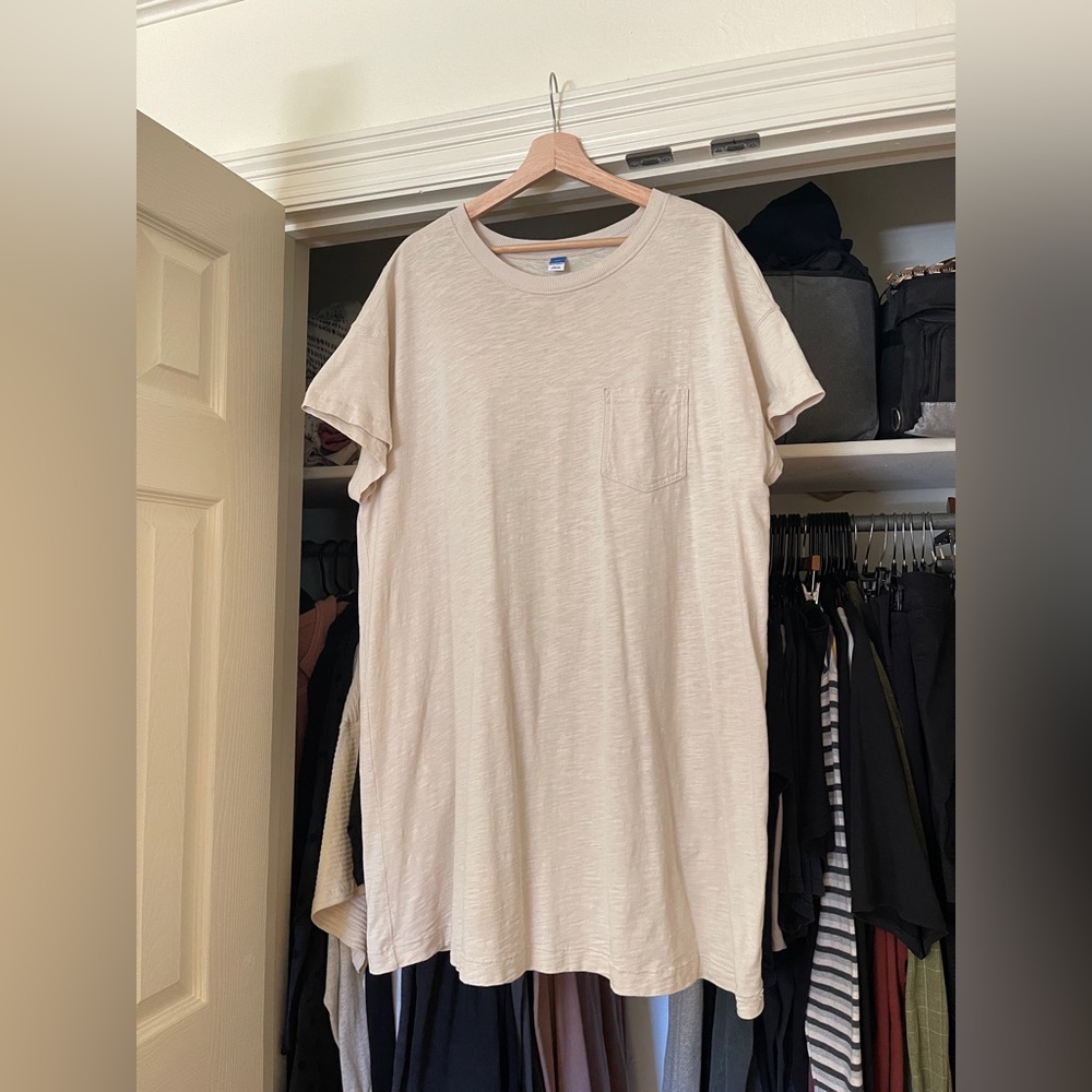 Old Navy cream beige cotton mini tshirt dress short sleeve XXL